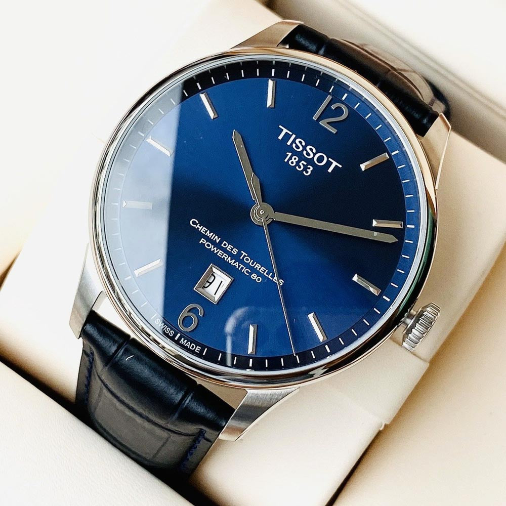  Shop Authentic Tissot Chemin Des Tourelles Powermatic 80 Blue Dial Blue Leather Strap Watch for Men - T099.407.16.047.00 - Luxxuri
