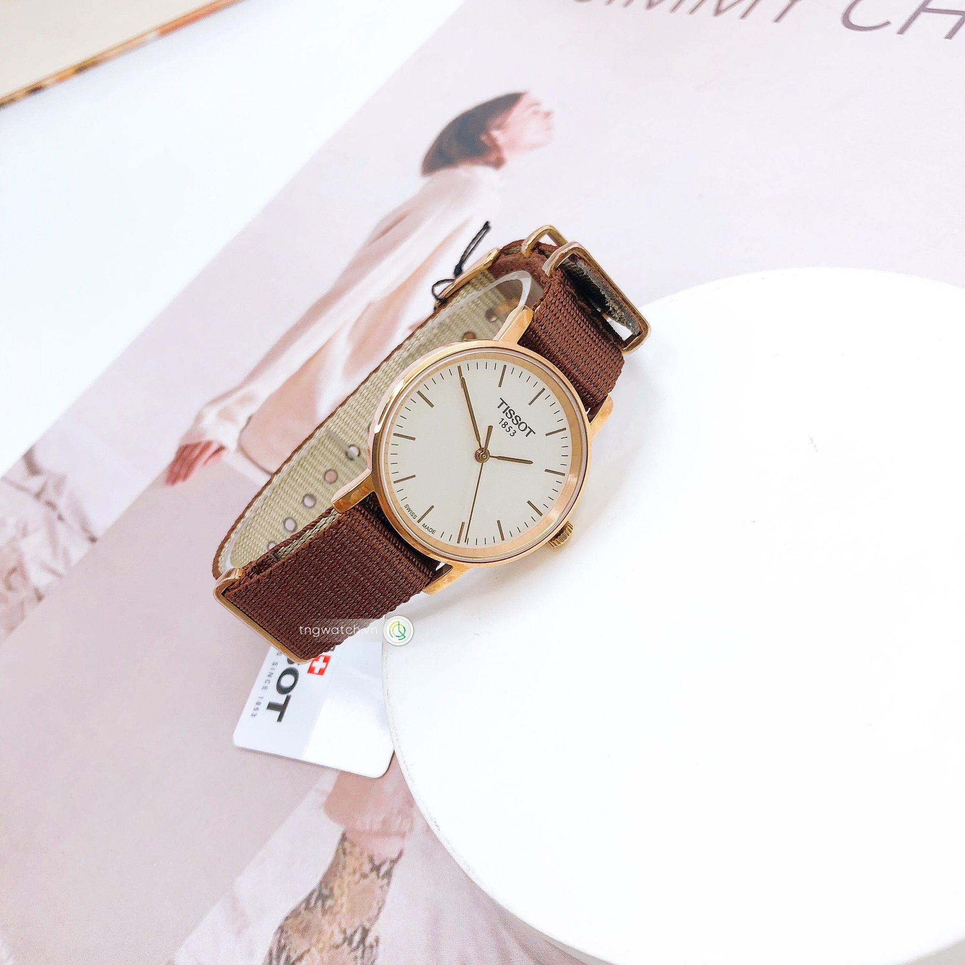  Shop Authentic Tissot Everytime Desire White Dial Maroon NATO Strap Watch for Women - T109.210.37.031.00 - Luxxuri