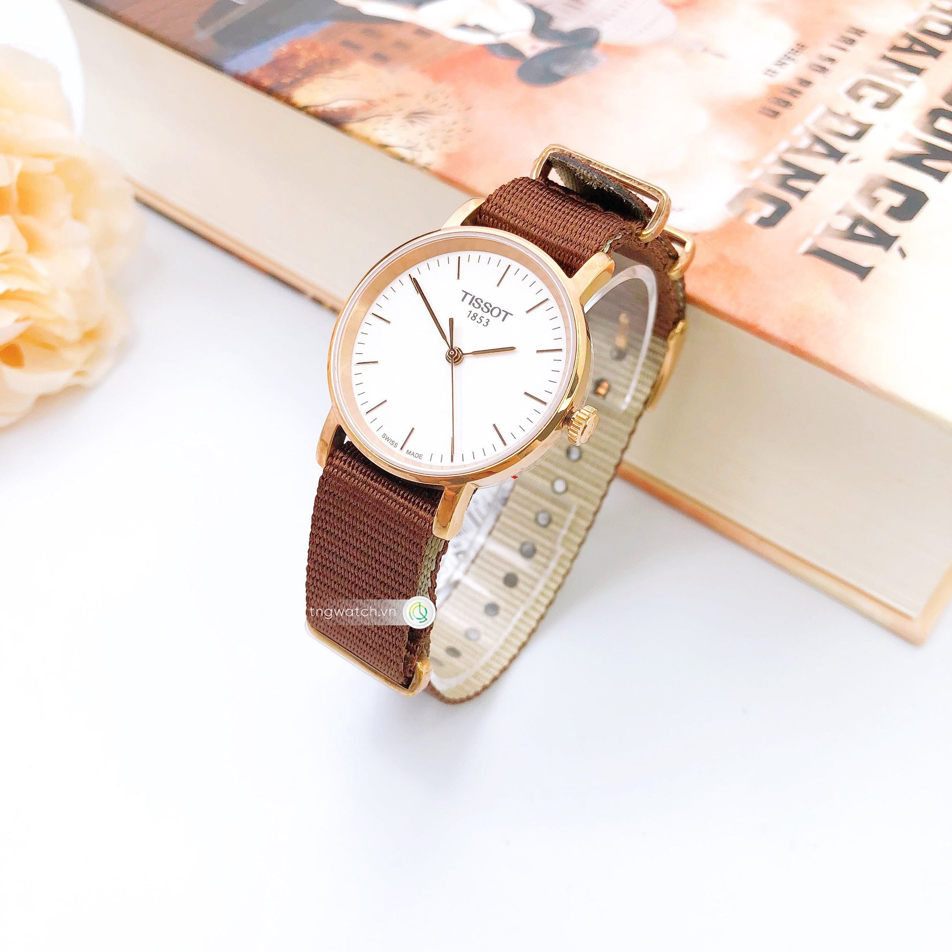  Shop Authentic Tissot Everytime Desire White Dial Maroon NATO Strap Watch for Women - T109.210.37.031.00 - Luxxuri