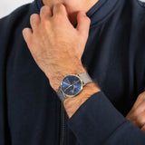  Shop Authentic Tommy Hilfiger Brooklyn Quartz Blue Dial Silver Mesh Bracelet Watch for Men - 1791505 - Luxxuri
