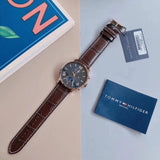  Shop Authentic Tommy Hilfiger Aiden Quartz Blue Dial Brown Leather Strap Watch for Men - 1791308 - Luxxuri