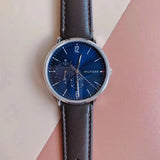 Shop Authentic Tommy Hilfiger Cooper Blue Dial Brown Leather Strap Watch for Men - 1791508 - Luxxuri