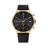  Shop Authentic Tommy Hilfiger Daniel Black Dial Black Leather Strap Watch for Men - 1710417 - Luxxuri