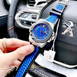 Shop Authentic Versace Chain Reaction Quartz Blue Dial Blue & Black Leather Strap Watch for Men - VEDY00119 - Luxxuri
