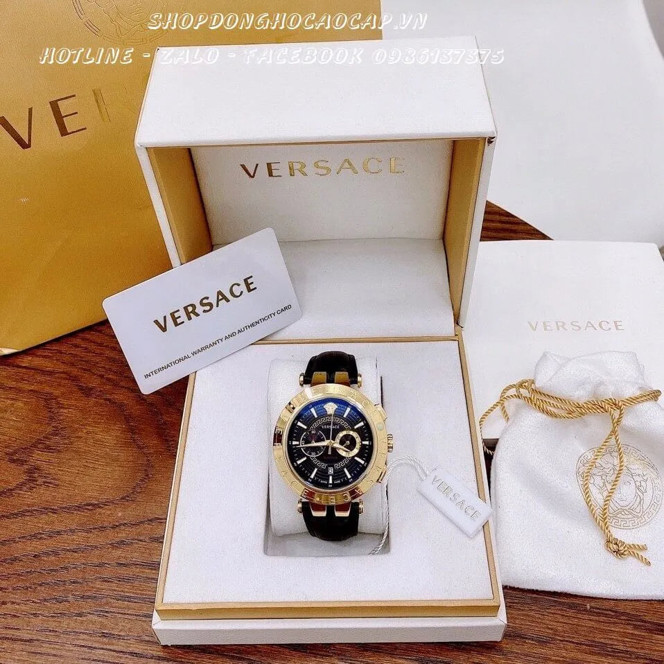  Shop Authentic Versace V-Race Quartz Black Dial Black Leather Strap Watch For Men - VEBV00119 - Luxxuri