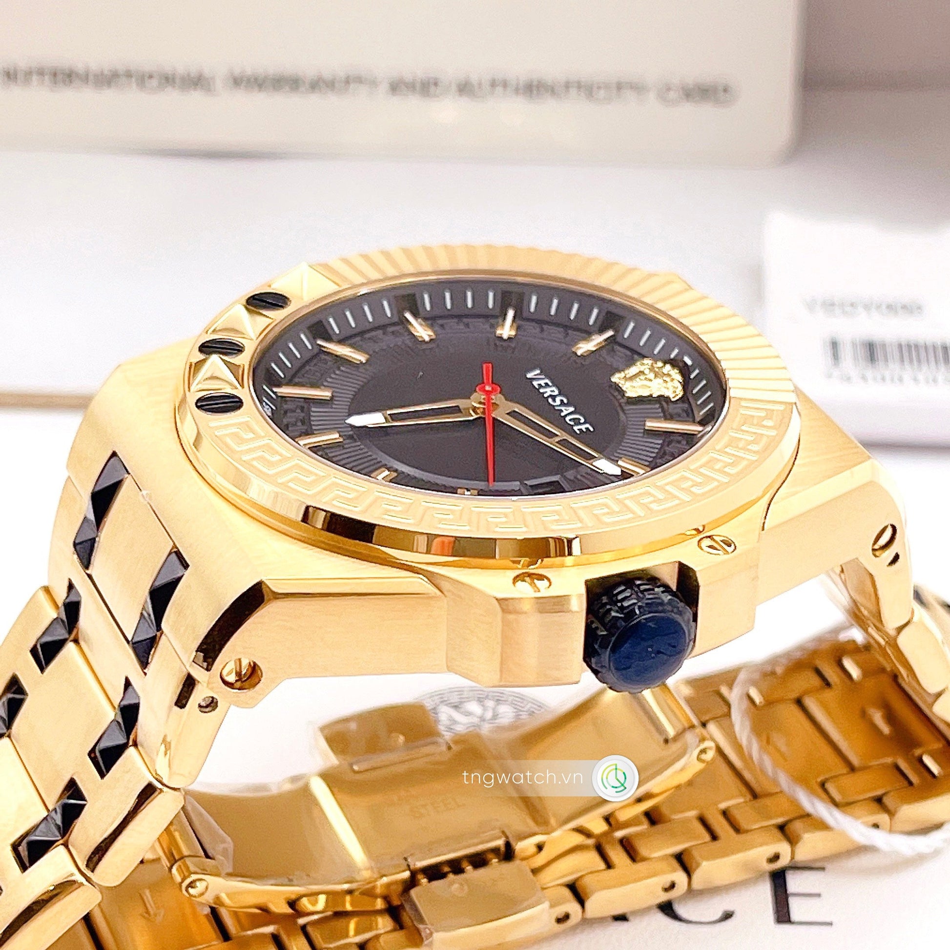  Shop Authentic Versace Chain Reaction Quartz Black Dial Two Tone Steel Strap Watch for Men - VEDY00619 - Luxxuri