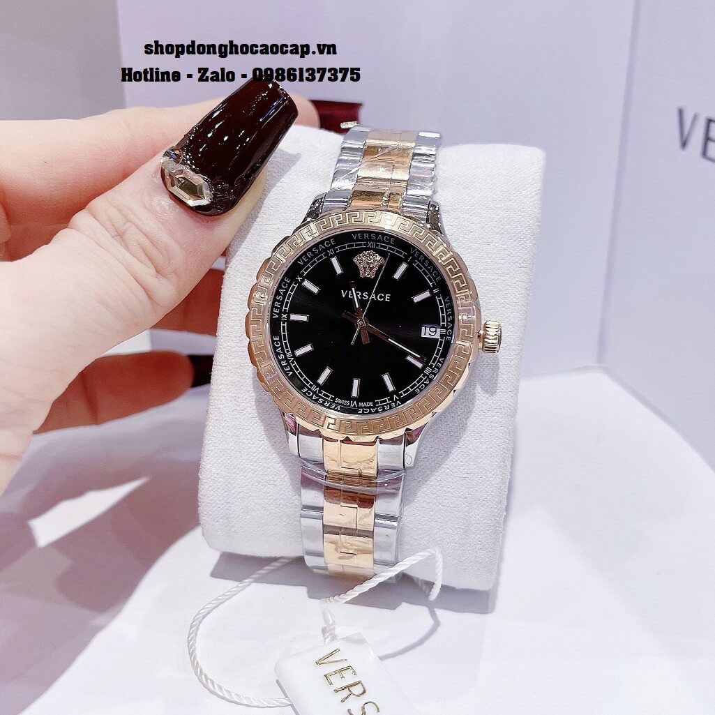  Shop Authentic Versace Hellenyium Brown Dial Two Tone Steel Strap Watch for Women - V12040015 - Luxxuri