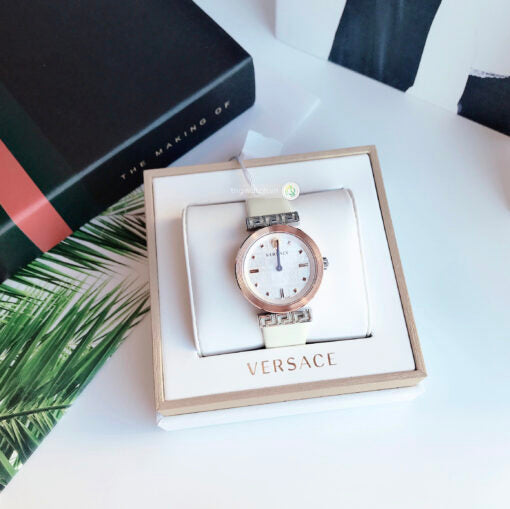 Versace Greca White Dial White Leather Strap Watch for Women - VELW00120