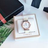  Shop Authentic Versace Greca White Dial White Leather Strap Watch for Women - VELW00120 - Luxxuri