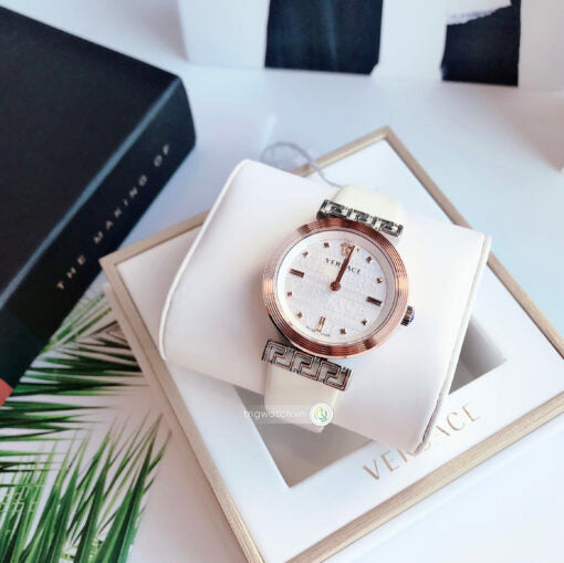  Shop Authentic Versace Greca White Dial White Leather Strap Watch for Women - VELW00120 - Luxxuri