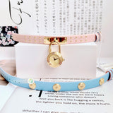  Shop Authentic Versace Medusa Lock Icon Quartz Gold Dial Pink & Blue Leather Strap Watch For Women - VEDW00219 - Luxxuri