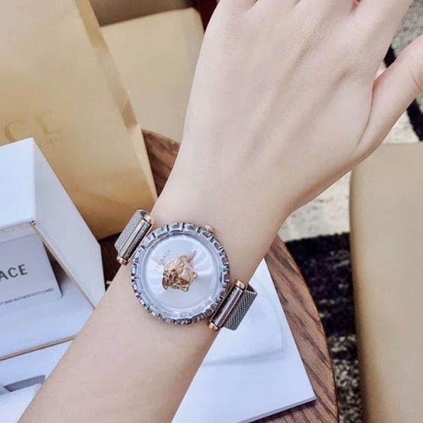  Shop Authentic Versace Palazzo Empire Silver Dial Silver Mesh Bracelet Watch for Women - VEDV00419 - Luxxuri