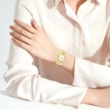  Shop Authentic Versace V-Flare Quartz Silver Dial Gold Steel Strap Watch for Women - VEBN00818 - Luxxuri