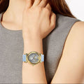  Shop Authentic Versace V-Motif Grey Dial Blue Leather Strap Watch for Women - VERE00318 - Luxxuri