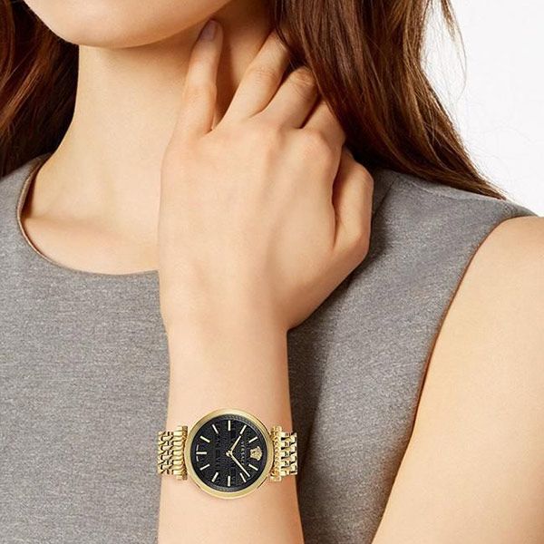  Shop Authentic Versace V-Twist Black Dial Gold Mesh Bracelet Watch for Women - VELS00819 - Luxxuri