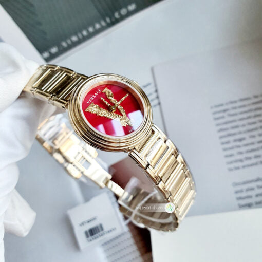  Shop Authentic Versace Virtus Mini Quartz Red Dial Gold Steel Strap Watch For Women - VET300321 - Luxxuri