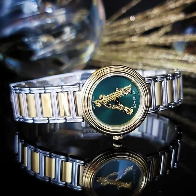  Shop Authentic Versace Virtus Quartz Green Dial Two Tone Steel Strap Watch For Women - VET300821 - Luxxuri