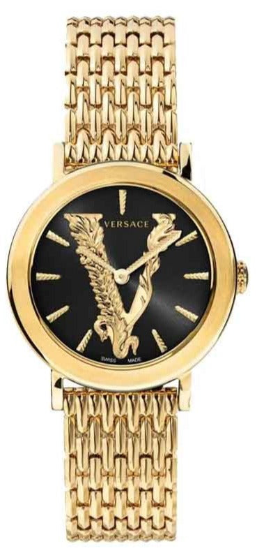  Shop Authentic Versace Virtus Quartz Black Dial Gold Steel Strap Watch for Women - VEHC00619 - Luxxuri