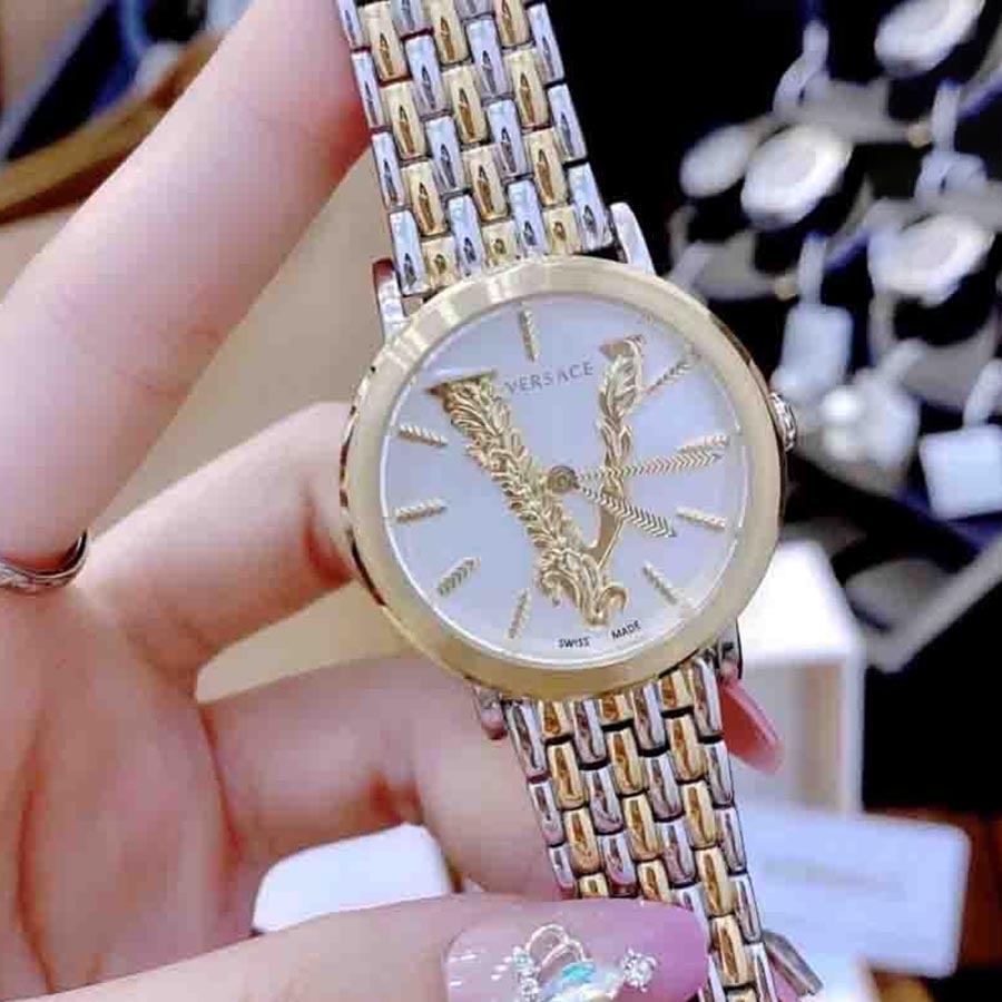  Shop Authentic Versace Virtus Quartz White Dial Two Tone Steel Strap Watch for Women - VEHC00719 - Luxxuri