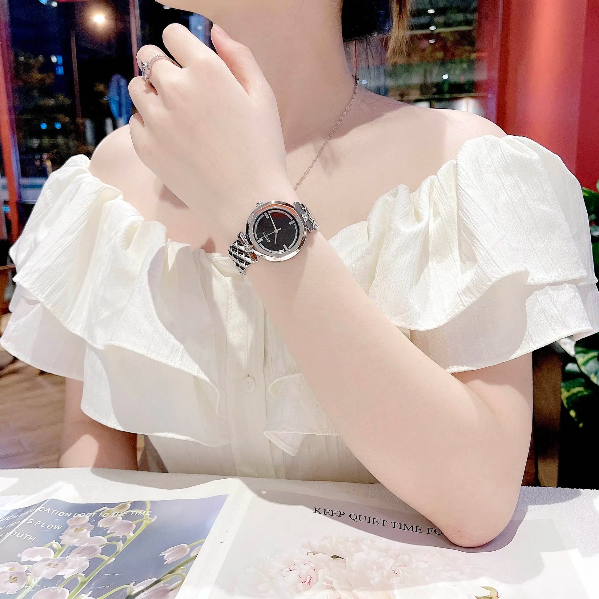  Shop Authentic Guess Rumour Quartz Black Dial Silver Steel Strap Watch For Women - GW0613L1 - Luxxuri