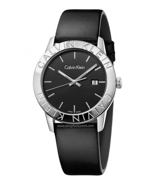  Shop Authentic Calvin Klein Steady Black Dial Black Leather Strap Watch for Women - K7Q211C1 - Luxxuri