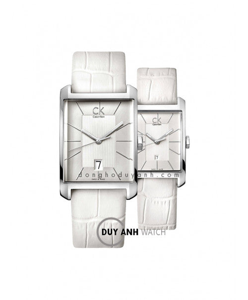  Shop Authentic Calvin Klein Window White Dial White Leather Strap Watch for Women - K2M23120 - Luxxuri