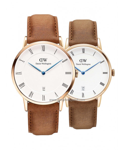 Daniel Wellington Dapper Durham White Dial Brown Leather Strap Watch For Men - DW00100115