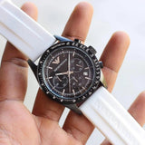  Shop Authentic Emporio Armani Sportivo Chronograph Black Dial White Rubber Strap Watch For Men - AR6112 - Luxxuri