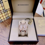  Shop Authentic Burberry The City Beige Dial Beige Leather Strap Watch for Women - BU9109 - Luxxuri