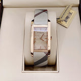  Shop Authentic Burberry The Pioneer Rose Gold Dial Haymarket Brown Leather Strap Watch for Women - BU9408 - Luxxuri