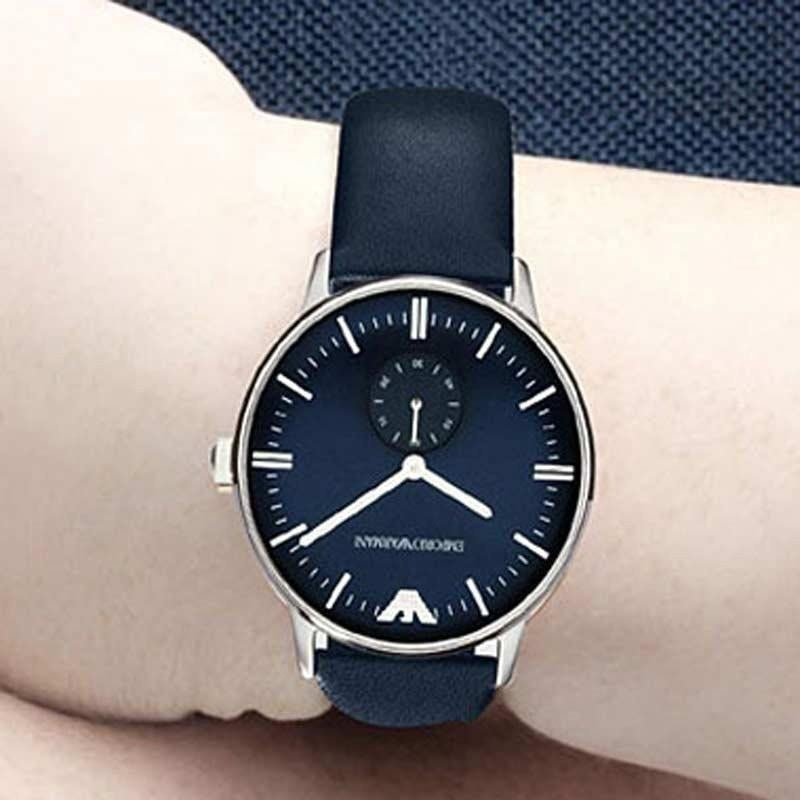  Shop Authentic Emporio Armani Analog Quartz Blue Dial Blue Leather Strap Watch For Men - AR1647 - Luxxuri