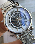  Shop Authentic Emporio Armani Meccanico Automatic Silver Dial Silver Steel Strap Watch for Men - AR60006 - Luxxuri