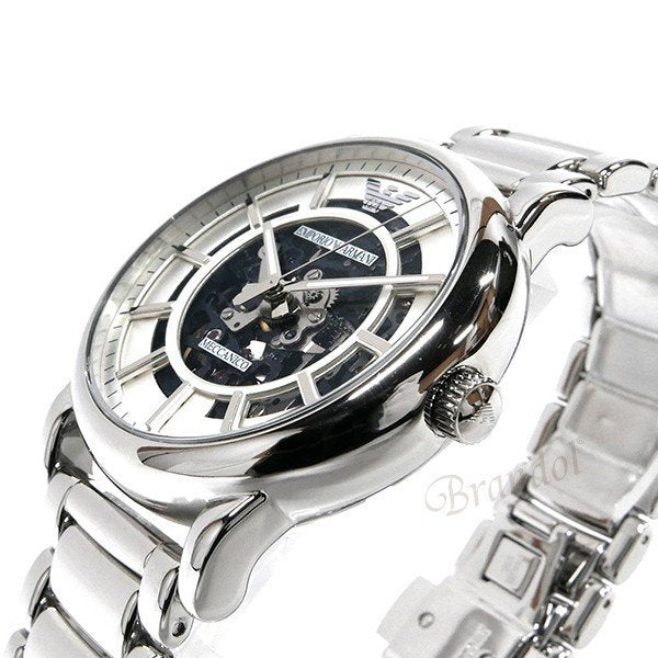Emporio Armani Meccanico Automatic Silver Dial Silver Steel Strap Watch for Men - AR60006