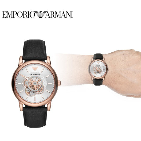  Shop Authentic Emporio Armani Luigi Automatic Silver Dial Black Leather Strap Watch For Men - AR60013 - Luxxuri