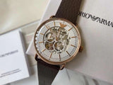  Shop Authentic Emporio Armani Meccanico Automatic White Dial Brown Leather Strap Watch For Men - AR60027 - Luxxuri