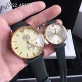  Shop Authentic Emporio Armani Retro Champagne Beige Dial Green Leather Strap Watch For Women - AR1726 - Luxxuri