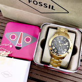  Shop Authentic Fossil Grant Chronograph Black Dial Gold Steel Strap Watch for Men - FS4815 - Luxxuri