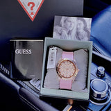  Shop Authentic Guess Clarity Gold Dial Pink Silicone Strap Watch for Women - GW0109L2 - Luxxuri