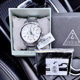  Shop Authentic Guess Exec Quartz Silver Dial Silver Steel Strap Watch for Men - W0075G3 - Luxxuri