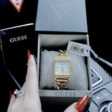  Shop Authentic Guess Vanity Diamonds Silver Dial Gold Steel Strap Watch for Women - W1030L2 - Luxxuri