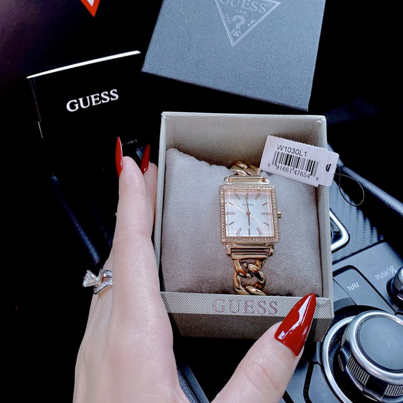  Shop Authentic Guess Vanity Diamonds Silver Dial Gold Steel Strap Watch for Women - W1030L4 - Luxxuri