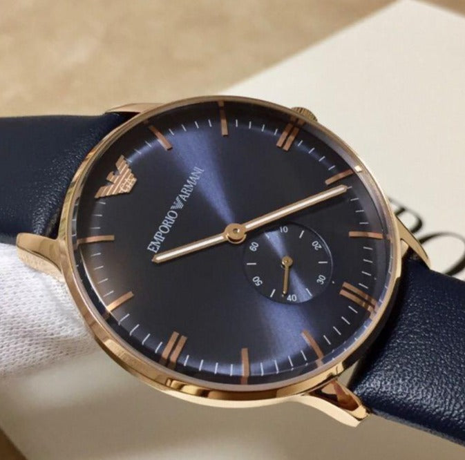  Shop Authentic Emporio Armani Classic Quartz Blue Dial Blue Leather Strap Watch For Men  - AR2071 - Luxxuri