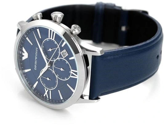  Shop Authentic Emporio Armani Giovanni T Bar Chronograph Quartz Blue Dial Blue Leather Strap Watch For Men - AR11226 - Luxxuri