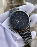  Shop Authentic Emporio Armani Giovanni Chronograph Blue Dial Grey Steel Strap Watch For Men - AR11348 - Luxxuri