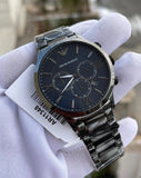  Shop Authentic Emporio Armani Giovanni Chronograph Blue Dial Grey Steel Strap Watch For Men - AR11348 - Luxxuri