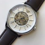  Shop Authentic Emporio Armani Meccanico White Dial Brown Leather Strap Watch For Men - AR1946 - Luxxuri