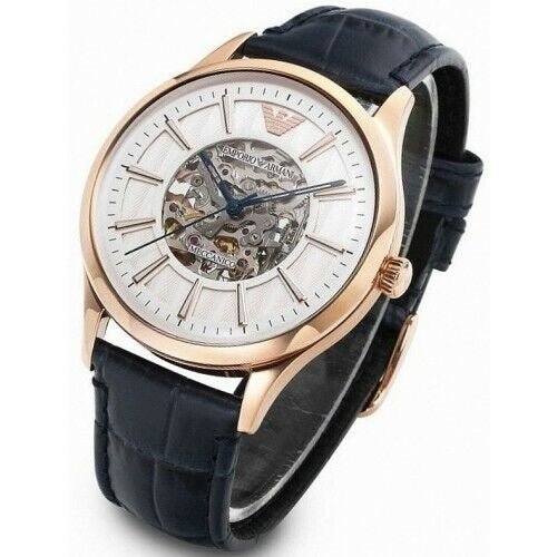  Shop Authentic Emporio Armani Meccanico Automatic White Dial Blue Leather Strap Watch For Men - AR1947 - Luxxuri