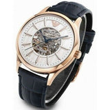  Shop Authentic Emporio Armani Meccanico Automatic White Dial Blue Leather Strap Watch For Men - AR1947 - Luxxuri