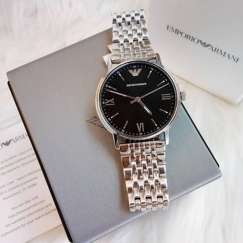  Shop Authentic Emporio Armani Kappa Black Dial Silver Steel Strap Watch For Men - AR11152 - Luxxuri