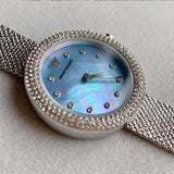  Shop Authentic Emporio Armani Rosa Diamonds Mother of Pearl Blue Dial Silver Mesh Bracelet Watch For Women - AR11380 - Luxxuri